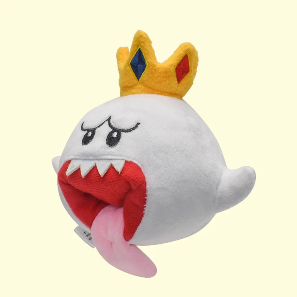 Super Mario Plush Toy Game Anime Figure King Boo Crown White Kawaii PP Cotton Short Plush Doll Toys for Kids Birthday Gifts