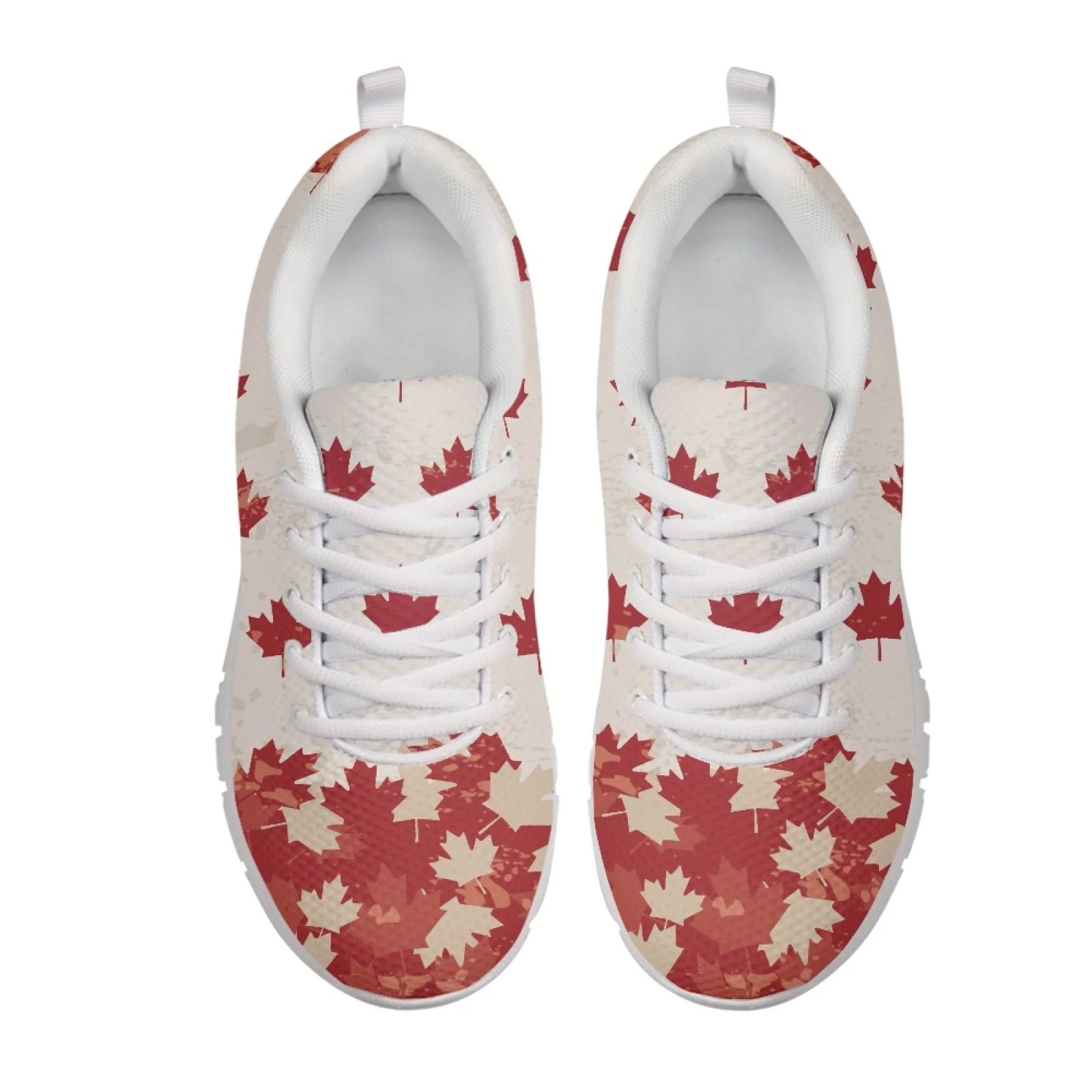 Coloranimal Maple Leaf Flag Lace Up Athletic Sneaker for Women Mesh & EVA Sole Women Running Sport Shoes for Tennis