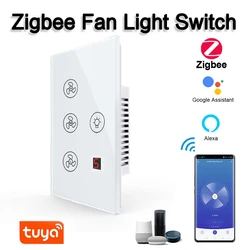 AlexXi tuya Zigbee Smart fan light switch US Network connection APP control Alexa and Google Assistant voice control AC110V220V