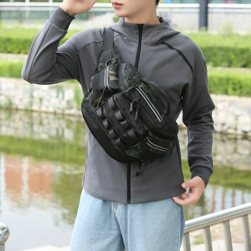 حقيبة خصر متعددة الوظائف للرجال سعة كبيرة متينة للرجال حقيبة خصر لصيد الأسماك في الهواء الطلق خفيفة الوزن حقيبة صدر للرجال تكتيكية