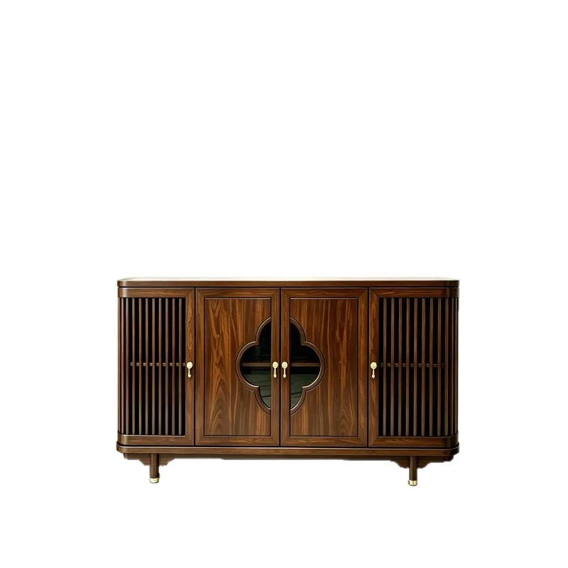 New Chinese-style solid wood entrance simple dining side cabinet, living room integrated wall storage  tea cabinet
