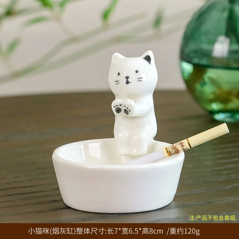 Ceramic Cartoon Cat Ashtray Creative Animal Cat Ashtray Office Desktop Decoration Ceramic Home Decoration Accessories Ashtray