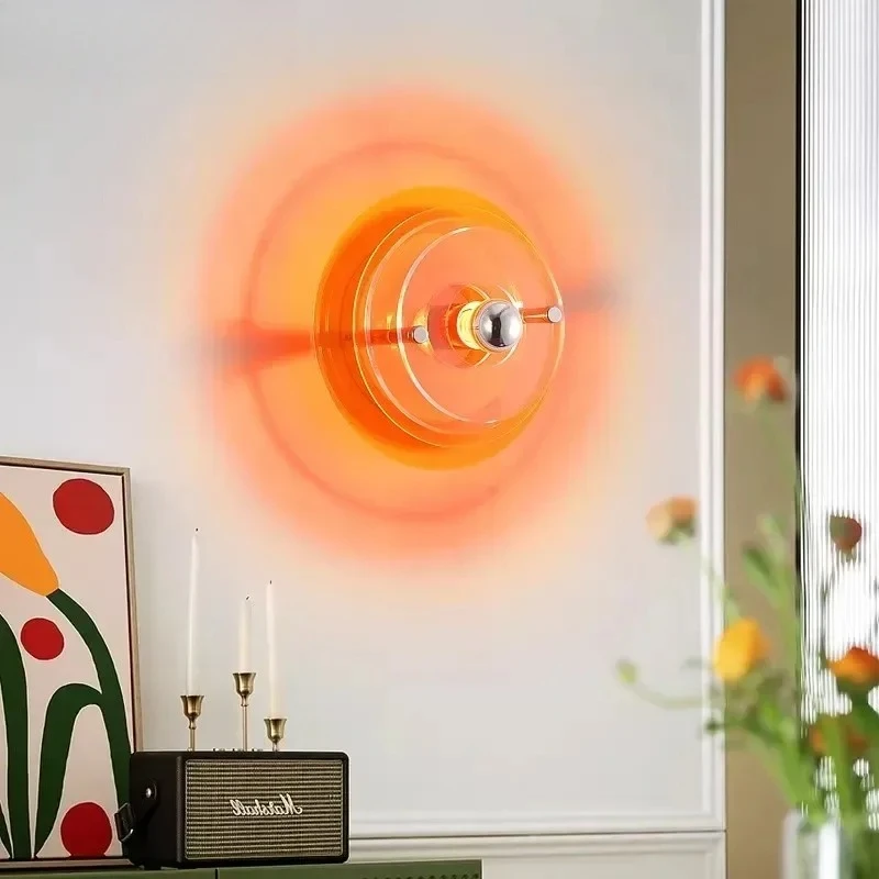 Modern Stylish Art Creative Background Flying Saucer Colorful Round Lights LED Wall Lamps for Bedroom Home Decoration Chandelier