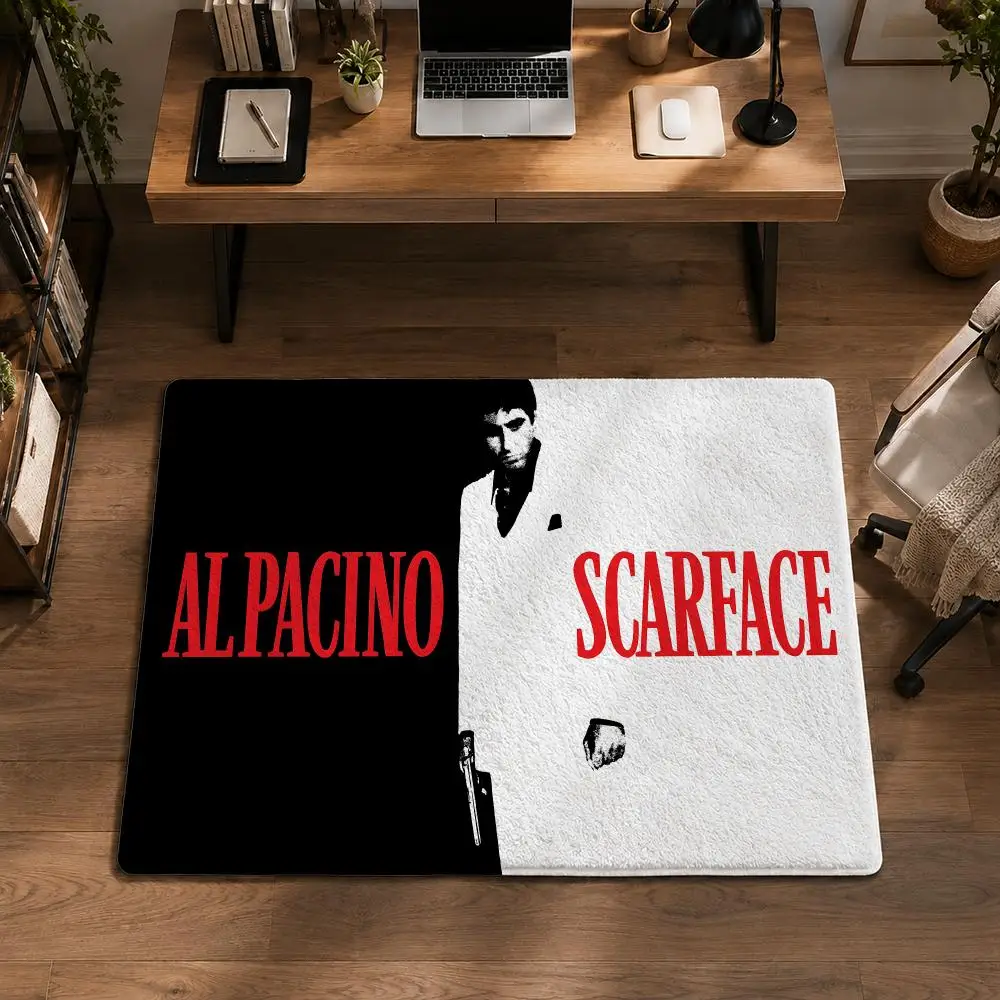 Movie S-Scarface TV Floor Mat Flannel Non-Slip Washable Soft Rug For Bathroom Kitchen Bedroom Living Room Home Decor