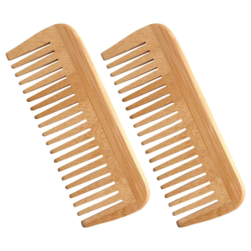 

2pcs Wooden Scalp Massage Comb Anti-Static Detangling Hair Comb Wide Tooth Natural Wood Hairdressing Combs For Women Durable