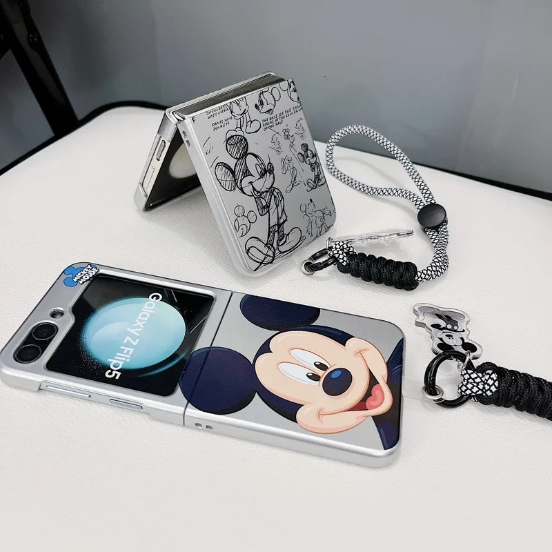 Simpatico cartone animato Disney Mickey Mouse placcatura custodia per telefono per Samsung Galaxy Z Flip 5 custodia trasparente morbida TPU Cover