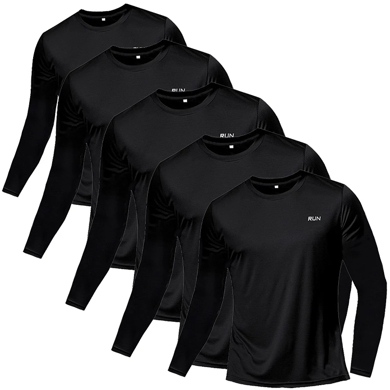 Men's Summer Running Shirts Long Quick Dry Sports Top Fitness T-Shirt Gym Clothing Outdoor Short Dry Fit Masculina Deportiva