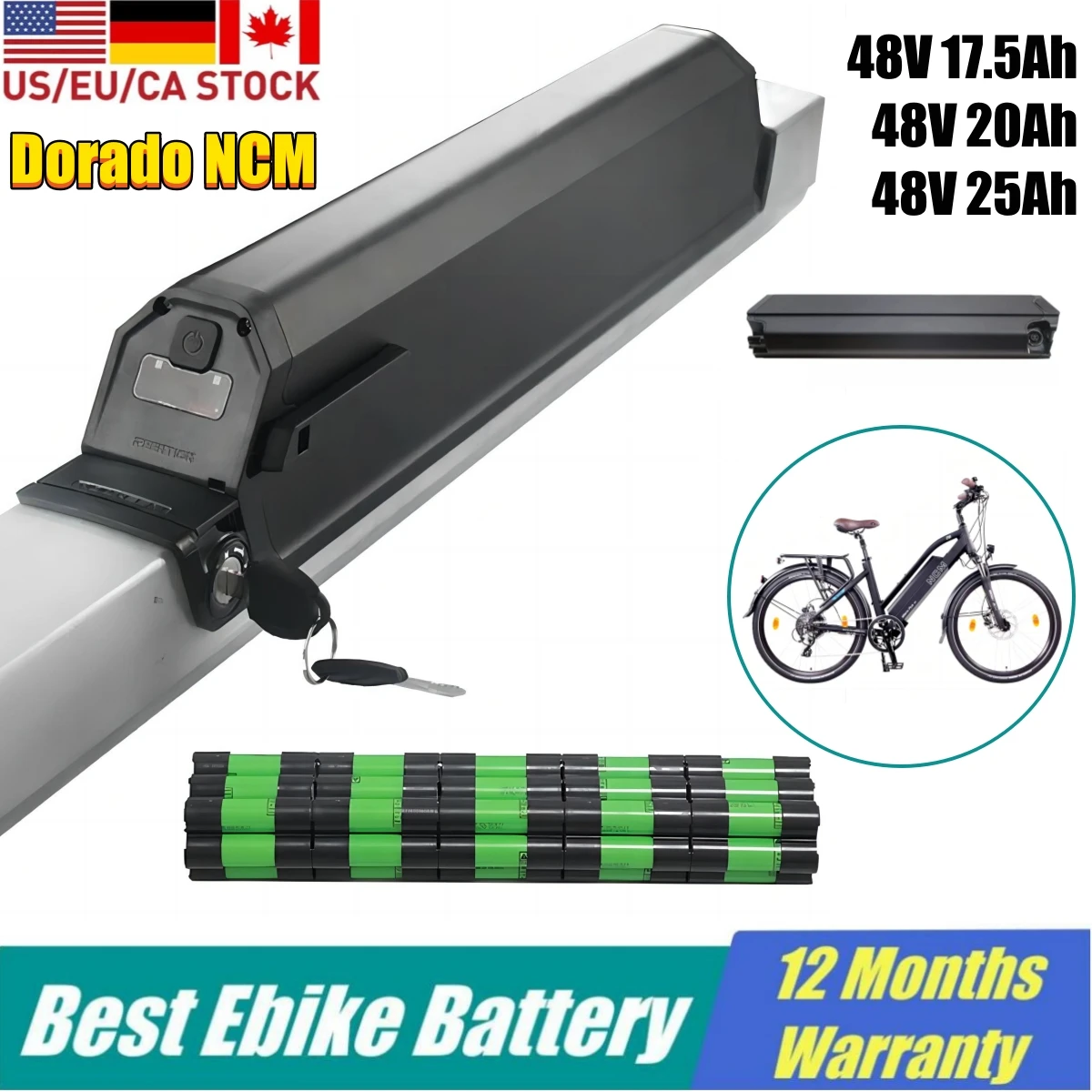 Electric Bicycle Battery 48v 13Ah 14Ah 17.5Ah 21Ah 48v 25Ah Dorado Ebike Battery for NCM Moscow Electric Bike 500w 750w 1000w