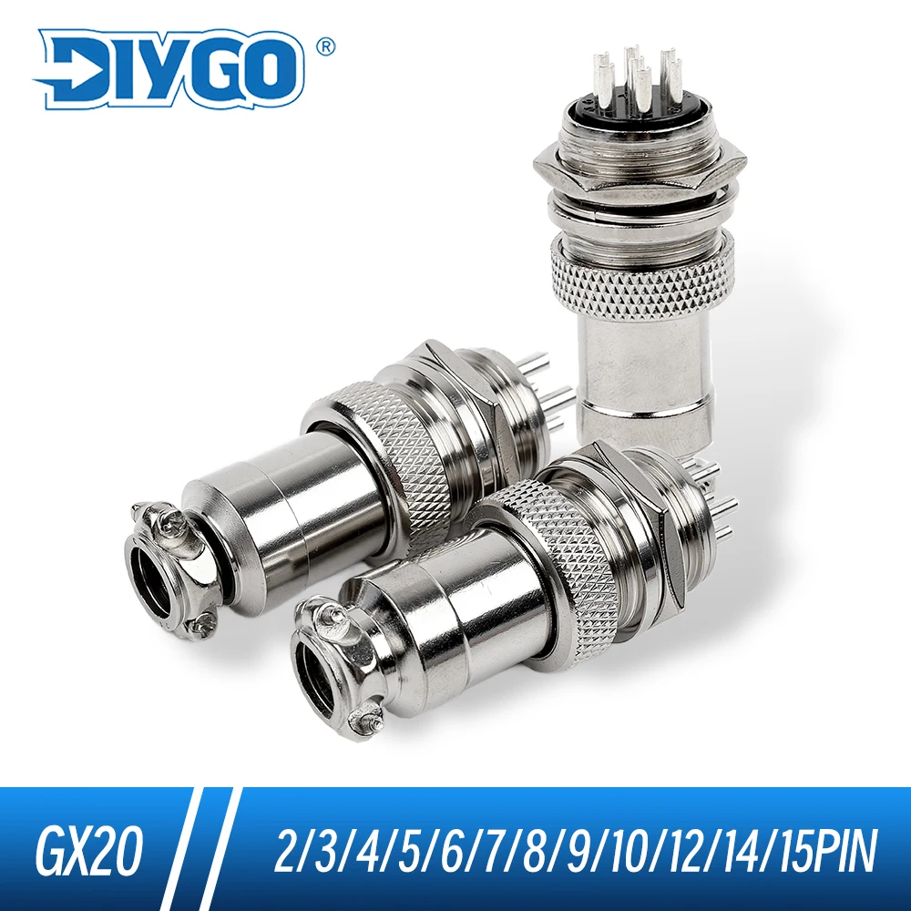 

1 Set GX20 Aviator Aviation Connector 2/3/4/5/6/7/8/9/10/12/14/15Pin Butting Docking Panel Mount Circular Plug Back Nut Socket