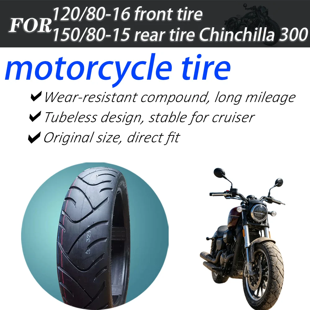 120/80-16 Front 150/80-15 Rear Tubeless Tire Fit Benda Chinchilla300 GV300 Flash300 Motorcycle