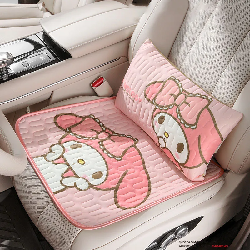 Kuromi Car Seat Cushion Lumbar Breathable Sweat-Absorbent Anti-Slip Latex Cooling Pad Cartoon Car Decoration Accessories Gift