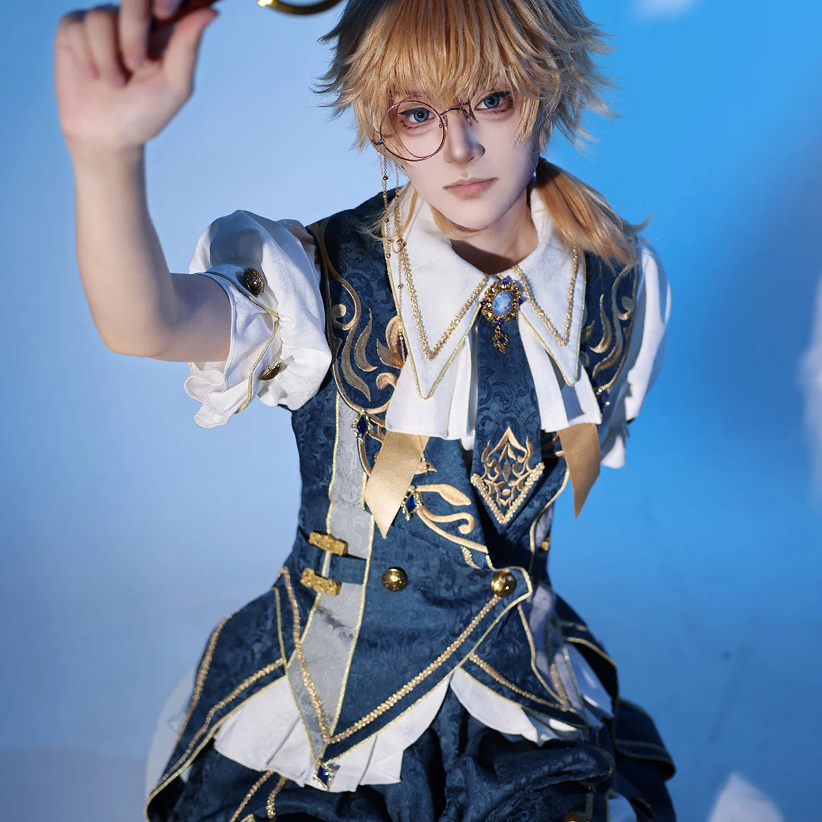 Lolita Sottocultura Costume cosplay principe elegante di fascia alta Palazzo retrò Stile preppy SK Abito blu Set gotici con ricamo pesante