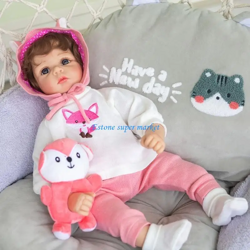 090B 21'' Reborns cho búp bê dành cho bé trai bé gái Đồ chơi giáo dục tương tác Vải Vinyl mềm Bo