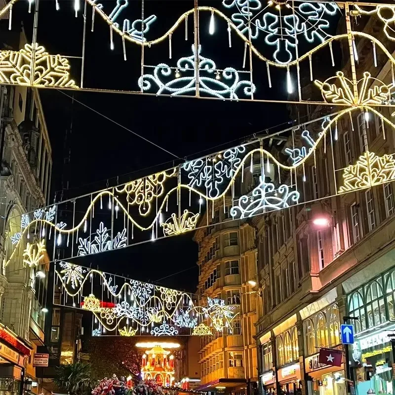 Large Pre-lit 2D Christmas Street Light Decoration Set for Lane Access Festive Winter Holiday Display