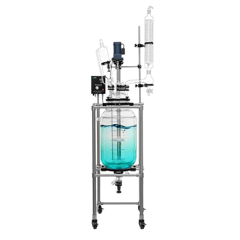 Double Glass Reactor Laboratory Electric Heating Vacuum Jacket High Temperature Extraction Stirring 10/20/30 L