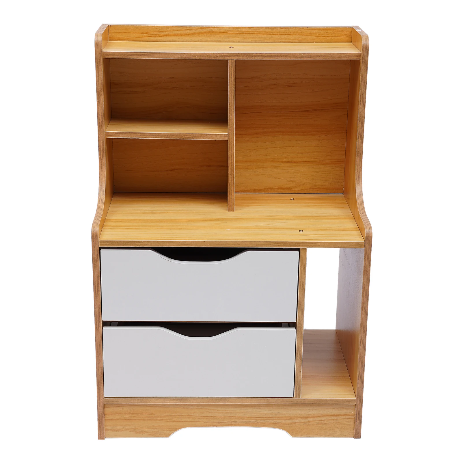 Wood End Table with Storage Shelf 2 Drawers Nightstand Side Table Cabinet Bedside Furniture