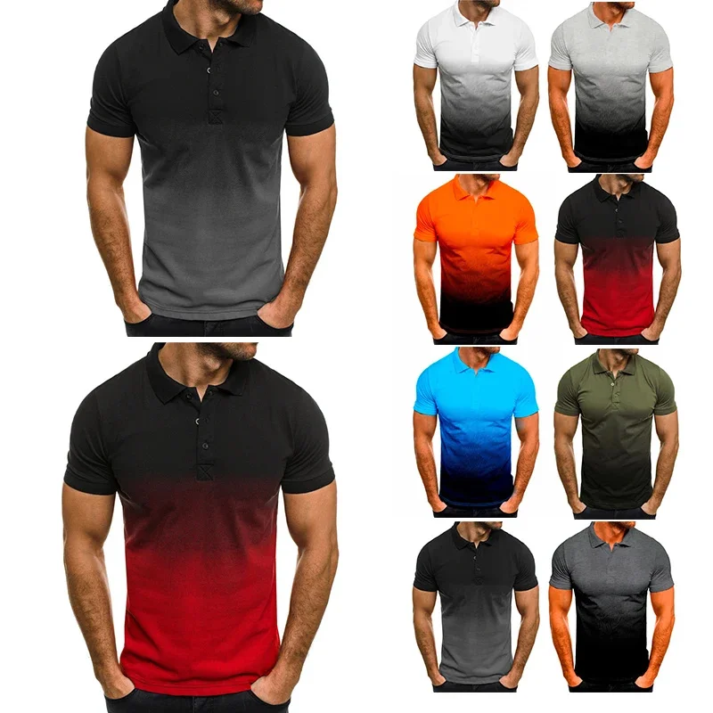 Men Short Sleeve 3D Print Sport Top Summer Breathable Casual Polo Shirts Bodybuilding Running t Business Fitness