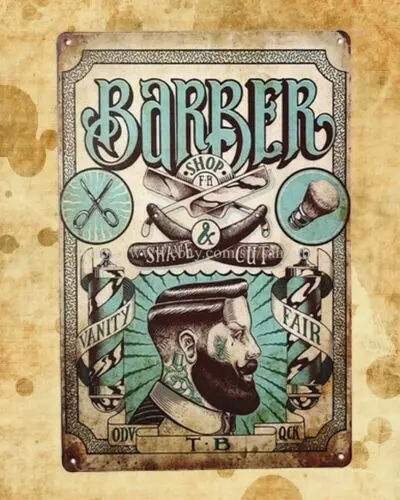 man cave wall decor barberia barba barber shop metal tin sign