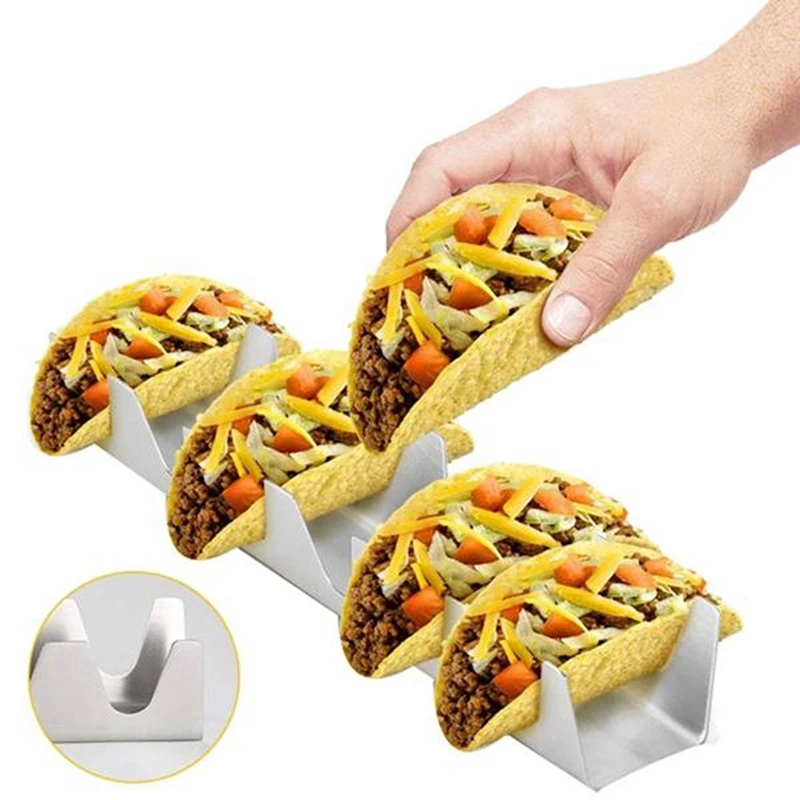 

4 шт. W-образная подставка для блинов Burritos, подставка для тако, оболочка для выпечки, пищевая стойка из нержавеющей стали для посудомоечной машины, духовки, гриля