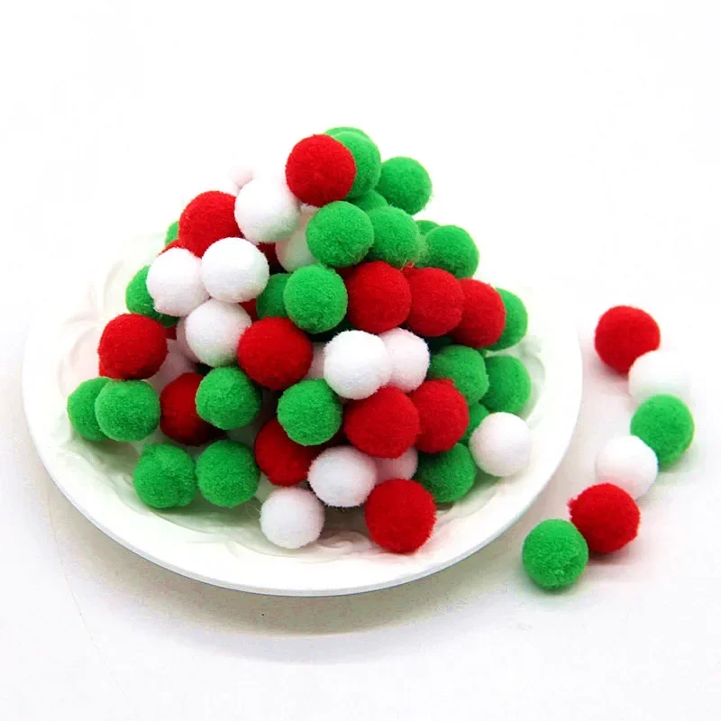 8mm bis 30mm weiche Pom Poms Handwerk Pompones Weihnachts ball weiß grün rot Pompon Pelz kugeln DIY Ornamente Kleber auf Stoff zubehör