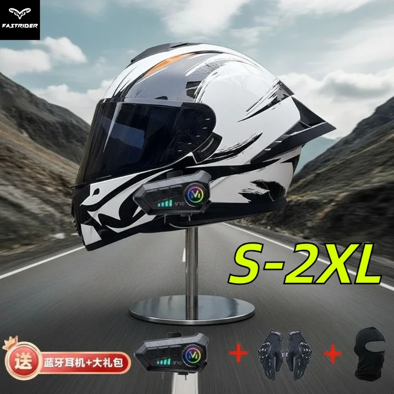 Dual Visor Full Face Motorcycle Helmet, Aerodynamic Motorbike Helmet for Street Racing