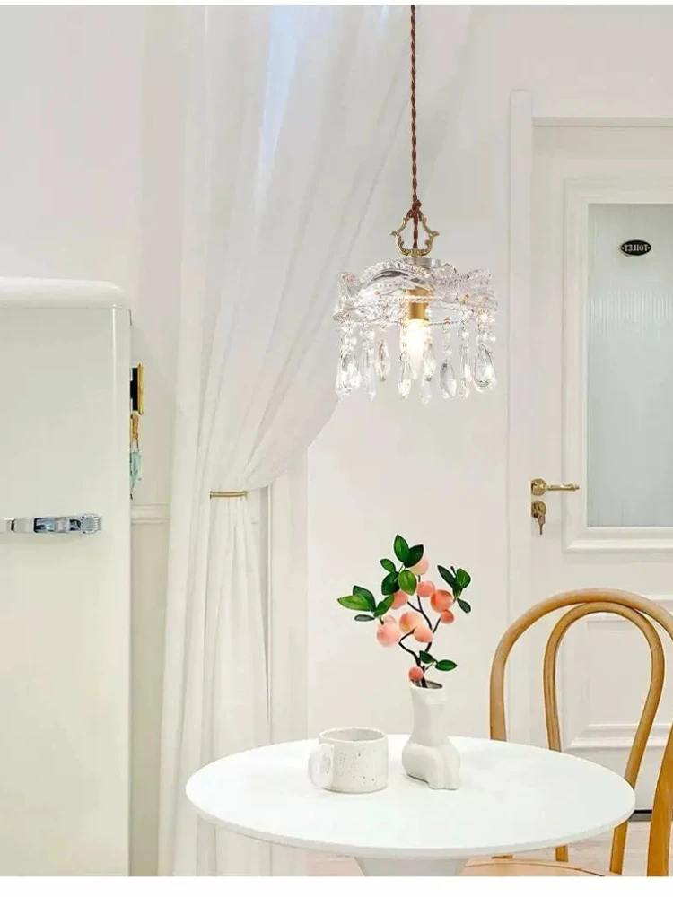 French crystal glass chandelier, foyer, hallway, simple and luxurious bed lamp, fish shaped small chandelier