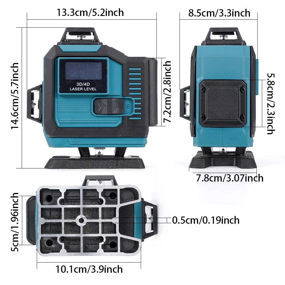 Hormy 16 Lines Self Leveling Green Laser Level 4D Cross Line for Construction Picture Hanging with Removable Li-ion Battery