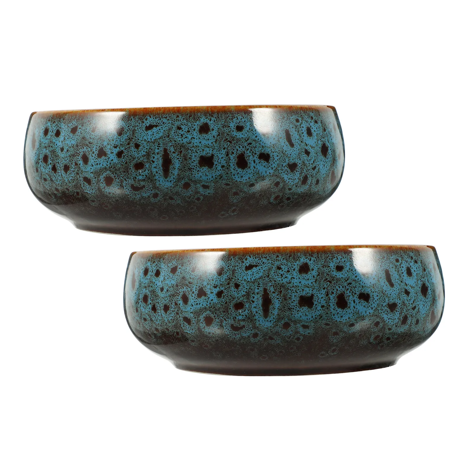 2Pcs Lotus-Shaped Ceramic Bowl Hydroponic Water Planter Indoor Lotuse Plant Pot No Mess Watering Ceramic Water Plant Bowl