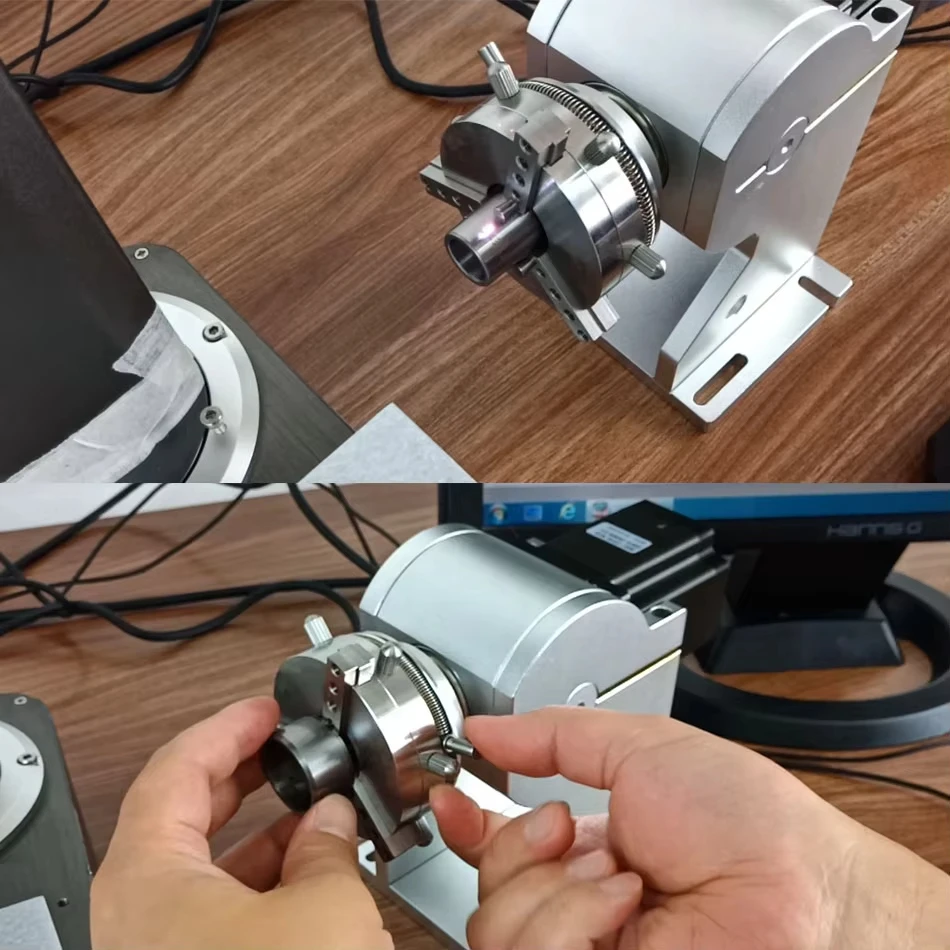 Laser Engrave D69 Rotary Attachment Fiber Laser Marking Ring Rotary Worktable Diameter 3-91mm for Metal Jewelry Engraving
