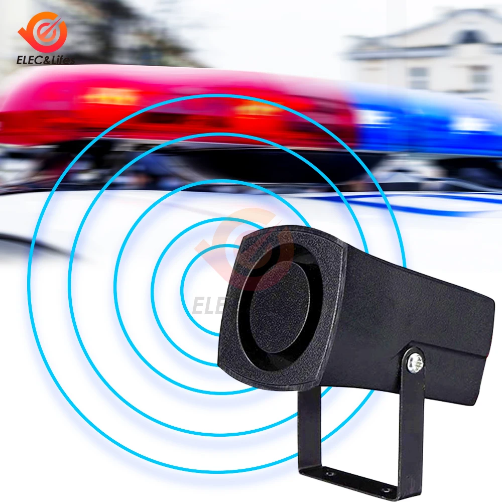 Alert Siren 12-24V Black 105dB Car Alarm Auto Warning Siren Horn for Motorcycle Vehicle Car Reversing Alarm Back Up Horn