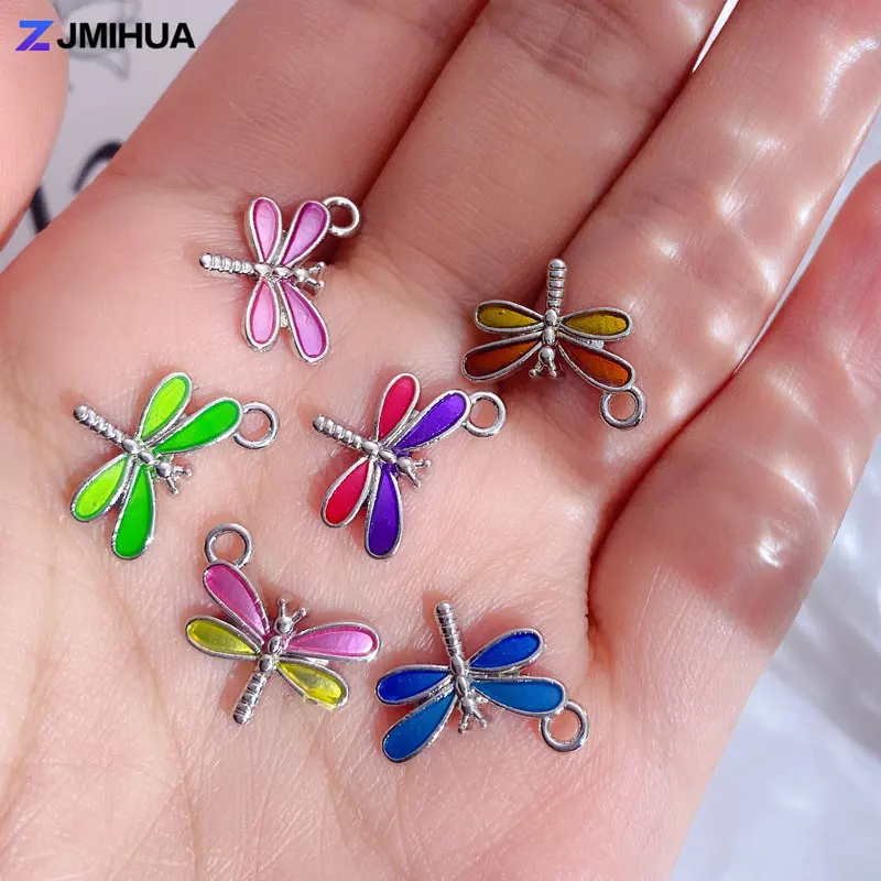 15PCS Enamel Colorful Dragonfly Charms Pendant Supplies For DIY Handmade Earrings Bracelets Jewelry Making Findings Accessories