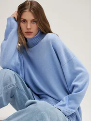 Wixra  Women's Sweater  Autumn Winter Pullover 2023 Basic  Turtleneck Oversize Jumper Leisure Knitted Sweaters for Women