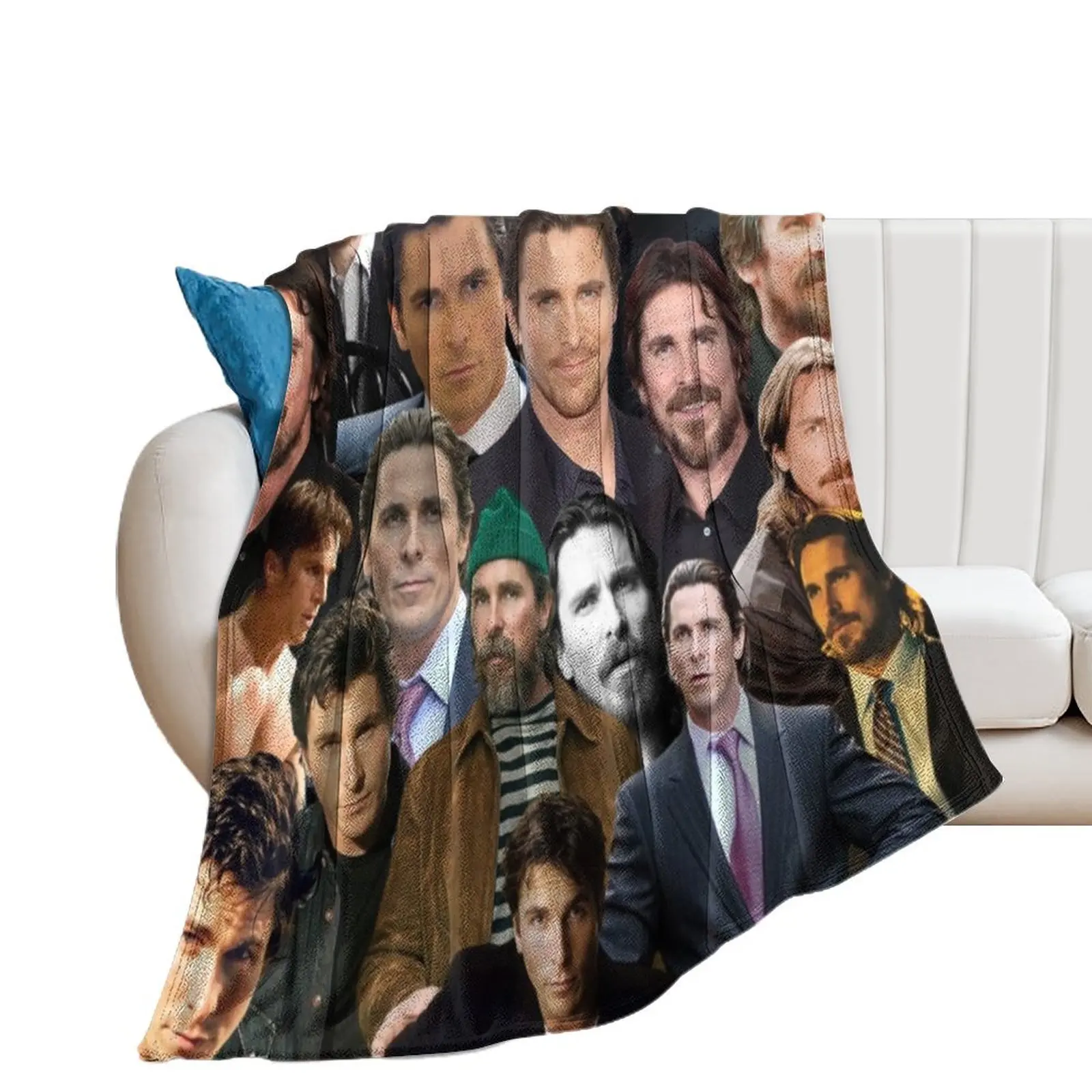 

christian bale photo collage Throw Blanket For Sofa Thin Bed linens warm for winter Blankets