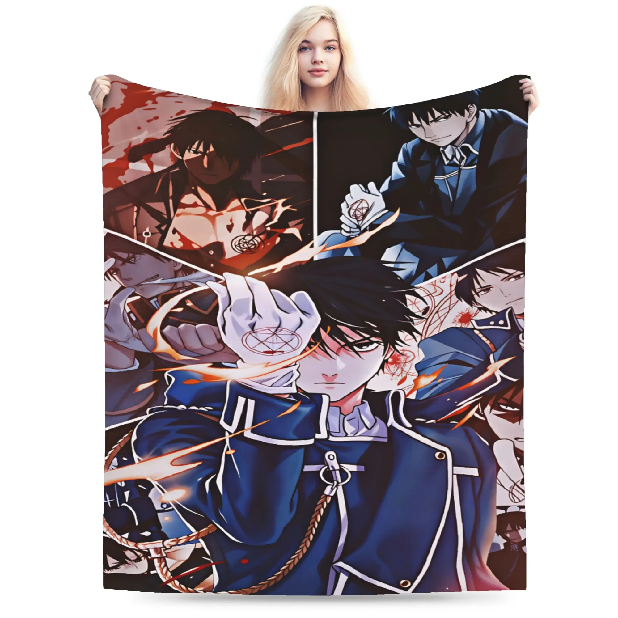Roy Mustang Blanket Adults Girls Fullmetal Alchemists Flannel Throw Blanket For Sofa Home Super Soft Custom Quality Bedspread