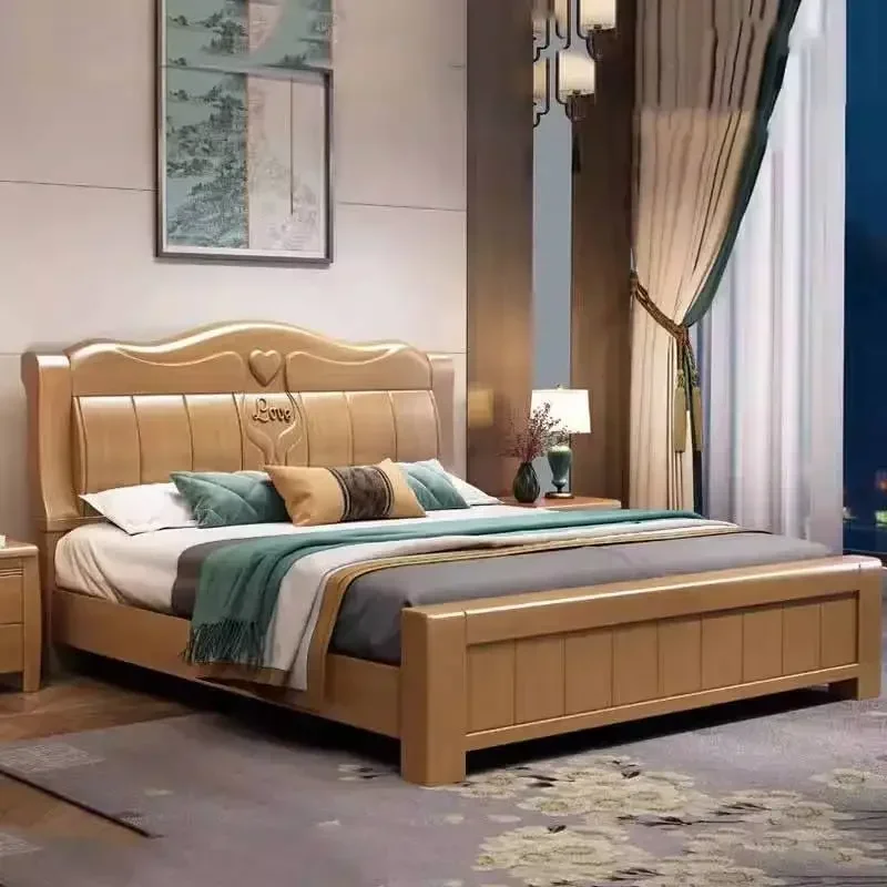 

-For Beauty European Double Bed Platform Elegant Pretty Wood Nightstands Bed Headboards Conference Muebles Entrance Hall Furnitu