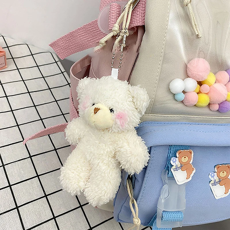 brand New Cute baby bear teddy bear plush doll bag accessories women keychain car pendant key chain Bag Pendant white