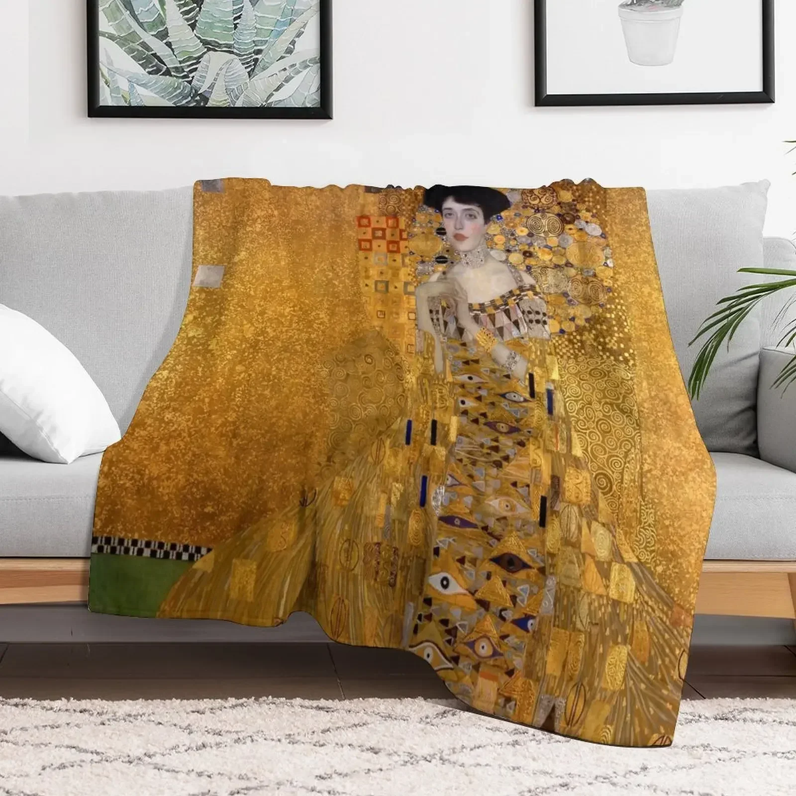 Portrait of Adele Bloch-Bauer I by Gustav Klimt Throw Blanket Sleeping Bag Tourist Blankets