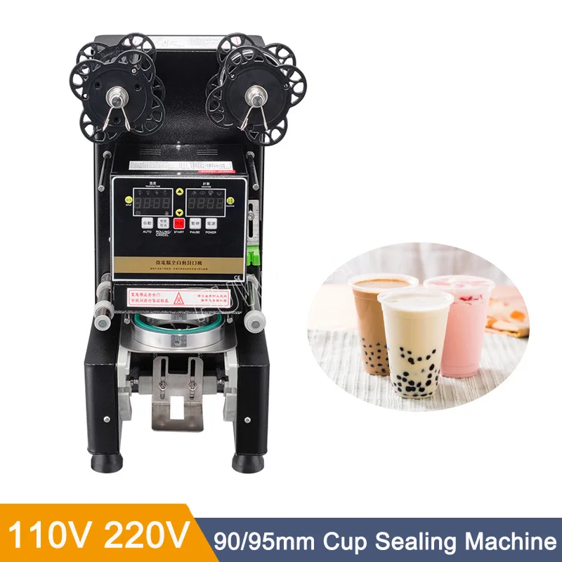 Milk Tea Drink Cup Plastic Paper Cup Sealing Machine Electric Automatic Sealer 9/9.5cm Bubble Coffee Tea Sealing For Business