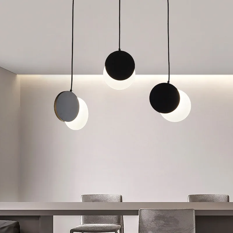 

Bedroom Bedside Pendant Light Modern Minimalism Home Decor LED Fixtures Indoor Lighting Remote Dimmable Lunar Eclipse Chandelier