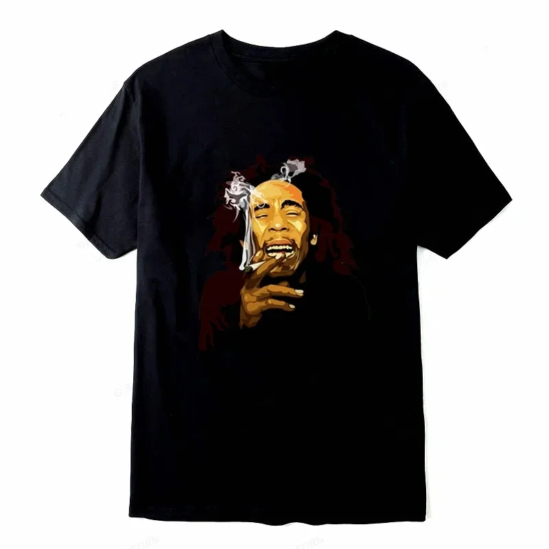 Rap Singer Bob Marley T-shirt Men's Fashion Cotton T-shirt Street Hip Hop Punk Top Women's Vintage T-shirt Solid Summer Clothing