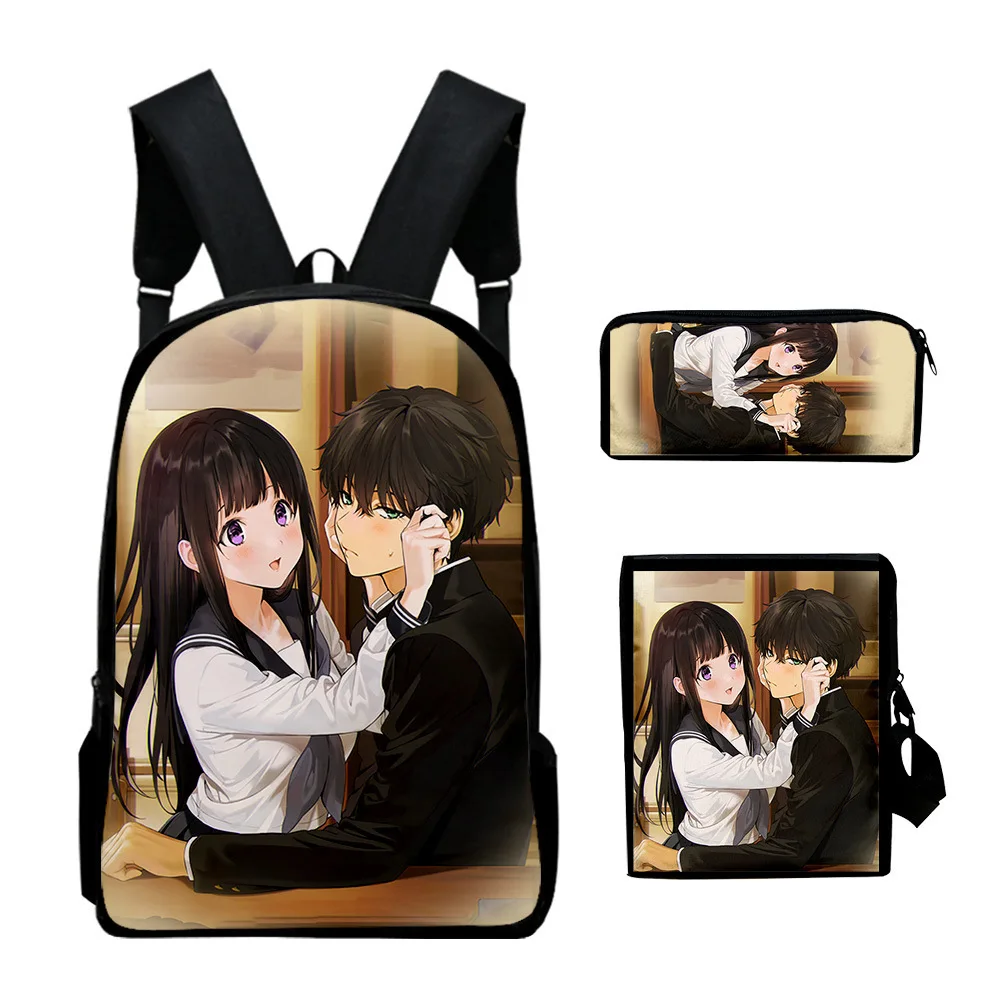 

Harajuku Popular Hyouka 3D Print 3pcs/Set pupil School Bags Laptop Daypack Backpack Inclined shoulder bag Pencil Case