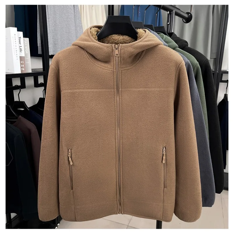 

Мужской осенне-зимний однотонный кардиган на молнии с капюшоном, толстовка с длинными рукавами, модная повседневная куртка, топ