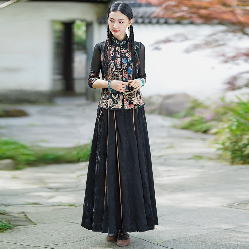 New Chinese Style Jacket Vest Autumn New Arrival 2026 Embroidered Single Button Frontal Closure Regular Length Bright Satin