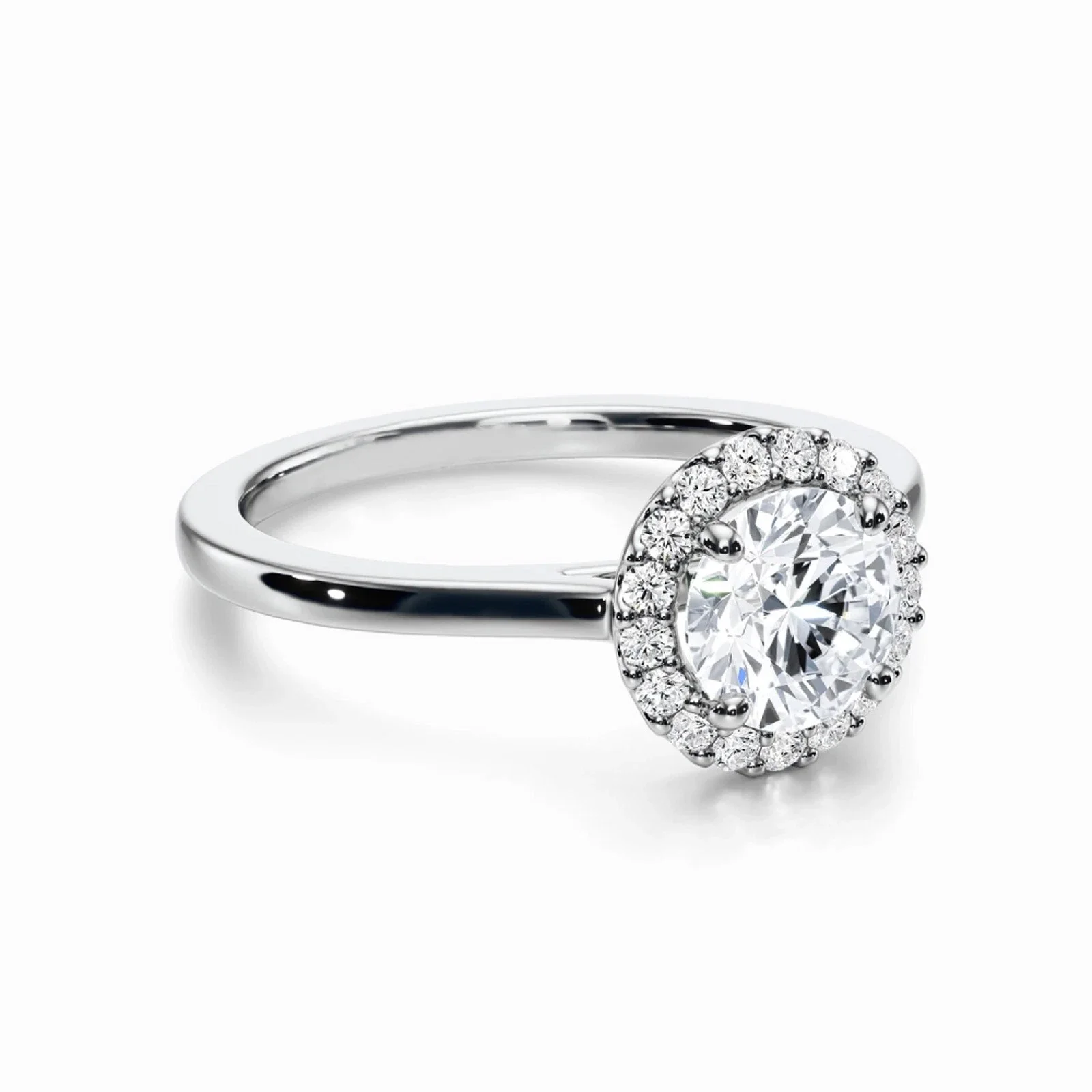 1 Karat runder IGI CVD HPHT im Labor gezüchteter Diamant-Ehering aus Platin 950 DEF VS-VVS Halo-Verlobungsring für Damen – Detail 6