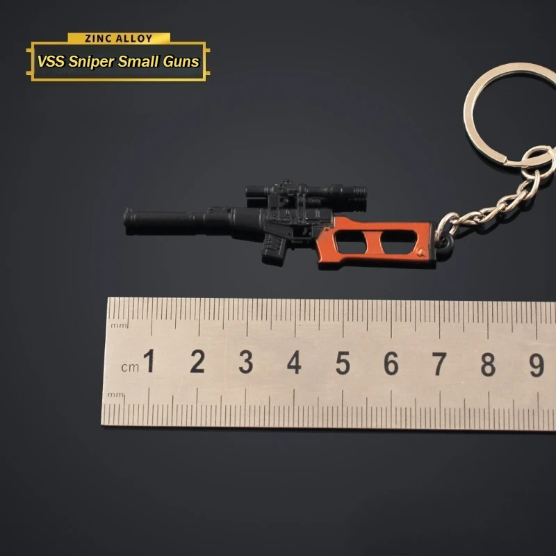 미니 VSS 스나이퍼 소형 총 열쇠 고리 장난감 총 게임 주변기기 무기 모델 장식 장식품 금속 배낭 펜던트 소년 선물