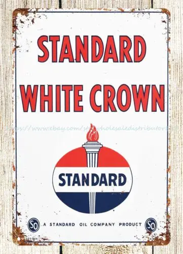 collectible reproductions Standard White Crown gas pump oil metal tin sign