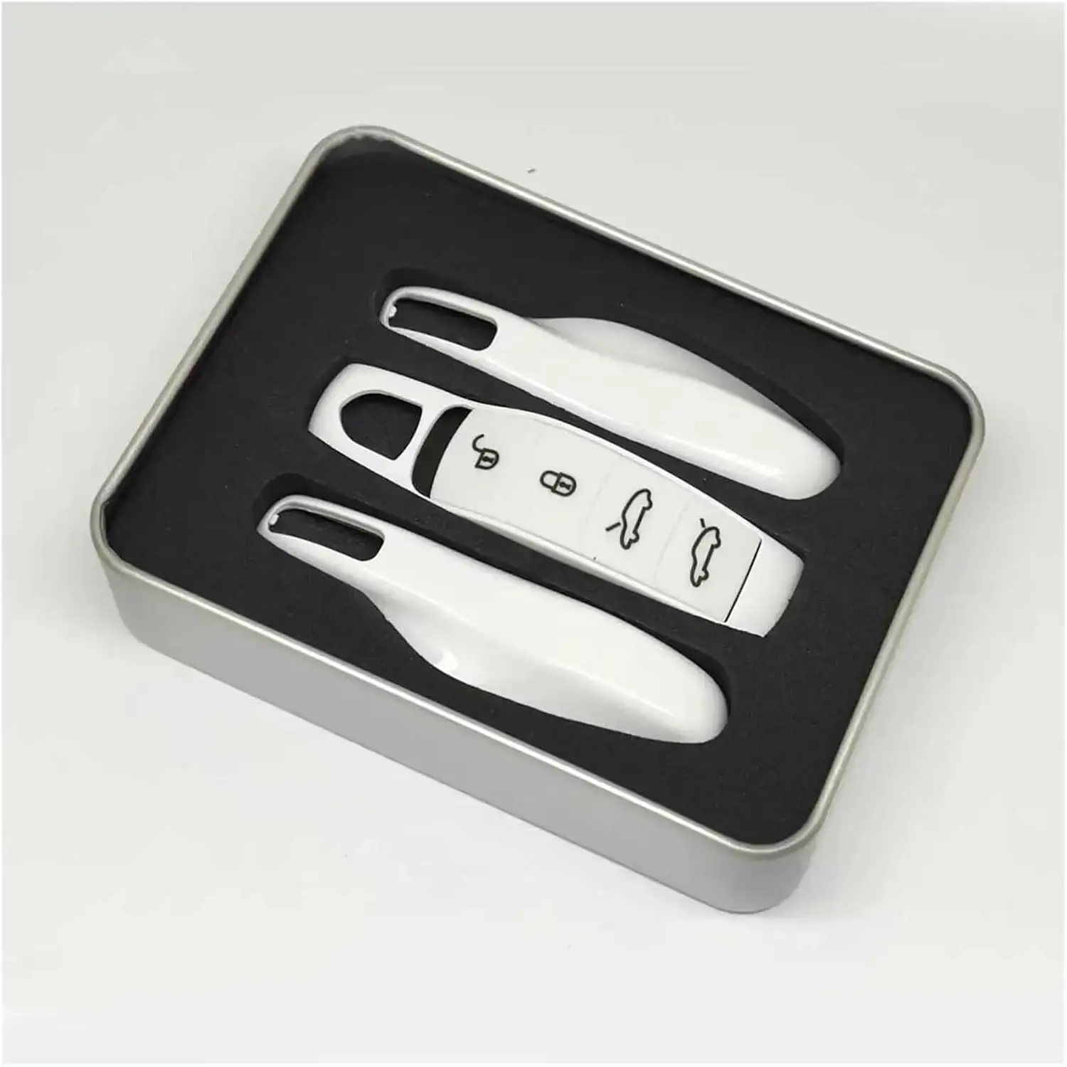 

Premium Car Key Case Had Button Cover Shell Compatible For Porsche 911 Cayenne Panamera Macan(White 4Button)