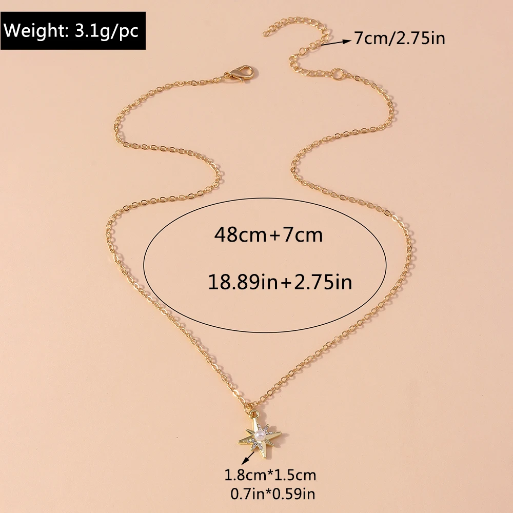 Aihua Exquisite Y2K Gold Farbe Kristall Sonne Mond Sterne Halsketten für Frauen Koreanische Temperament Schlüsselbein Kette Geburtstag Schmuck Geschenk – Detail 8