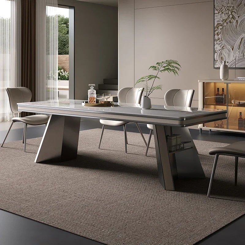 

Dining Table Italian Minimalist High-end Villa Rectangular Light Luxury Minimalist Dining Table and Chair Combination