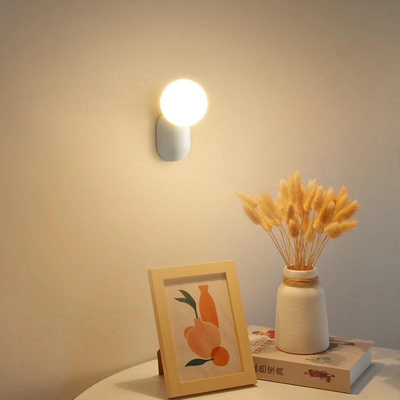Nordic Led Wall Lamp Creme Wall Sconce Decor Home for Bedroom Modern Minimalist Glass Wall Lamp Lampara De Pared Led Lighting
